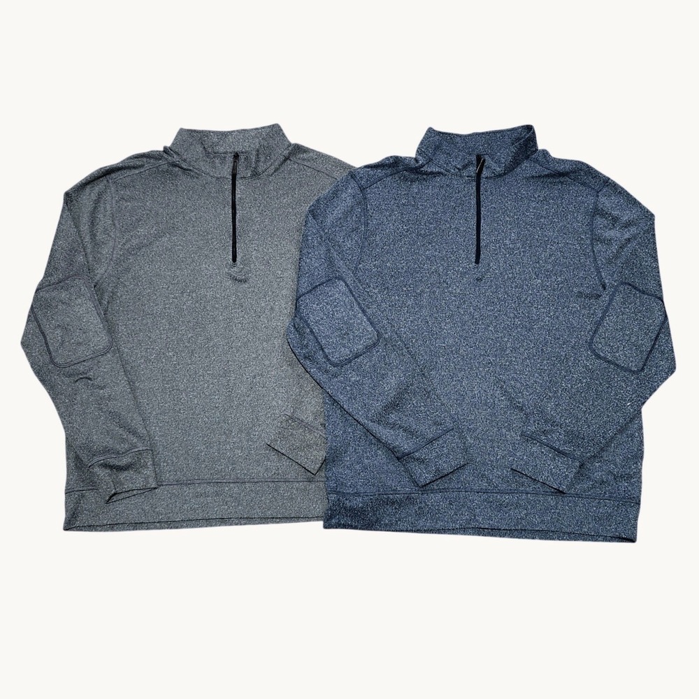 Lot of 2 Greg Norman Texport 1/4 Zip Pullover Tops Mens Large Long‎ Sleeve Golf